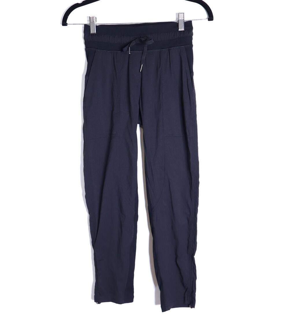 LULULEMON 25" Dance Studio Crop Pant Black Unlined Mid Rise Drawstring Women's 0